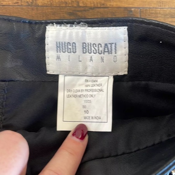 Vintage Hugo Buscati Leather Skirt Womens 10 Black Lined Bikercore Pencil 90s - Picture 3 of 4